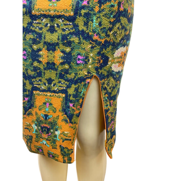 Chelsea & Theodore Women’s Knit Pencil Skirt Multicolor Abstract Pattern Sz S