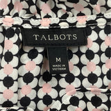 Talbots Women's Sleeveless Blouse With Ruffle Neck & Geometric Pattern Sz M