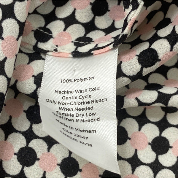 Talbots Women's Sleeveless Blouse With Ruffle Neck & Geometric Pattern Sz M