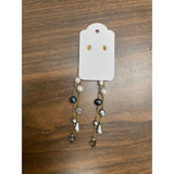 Handcrafted Gold Tone Pearl & Gemstone Dangle Earrings