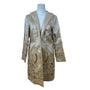 Grace Chuang Womens Gold Embroidered Jacket Open Front Floral