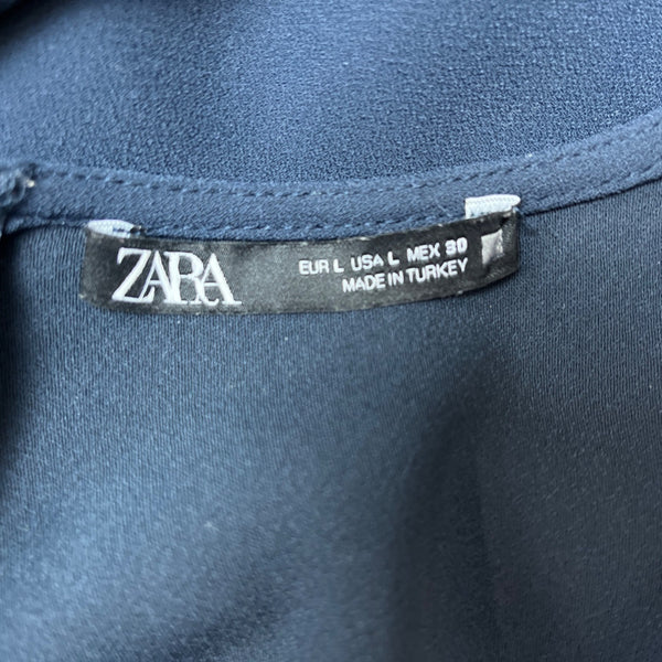 Zara Women’s Navy Blue Long Sleeve Shirt Dress Sz L