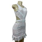 Hello Molly White Lace Mini Dress With Open Back & Tie Detail Size M - New