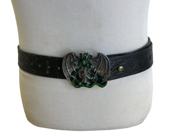 Vtg 1982 Bergamot Dungeons and Dragons Warrior Enameled Black and Leather Belt