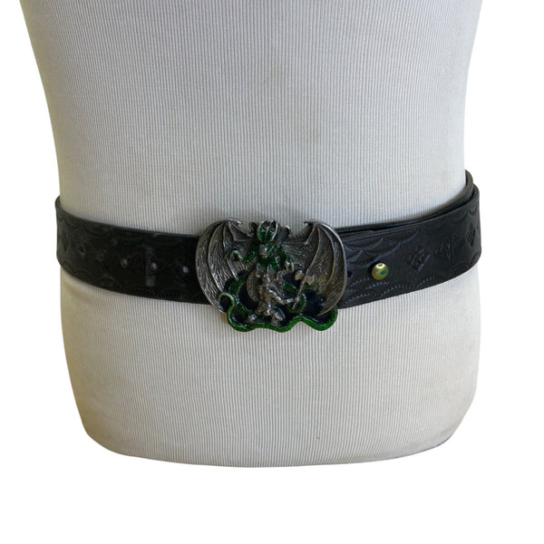 Vtg 1982 Bergamot Dungeons and Dragons Warrior Enameled Black and Leather Belt