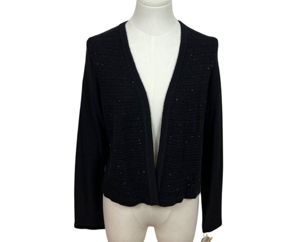 Charter Club Petite M Black Knit Cardigan Sweater- New