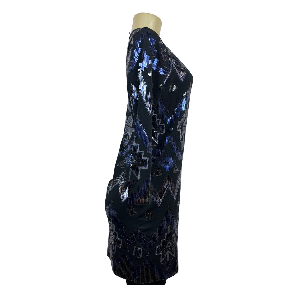 Sequined Geometric Pattern Tunic Dress New