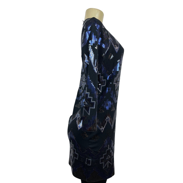 Sequined Geometric Pattern Tunic Dress New