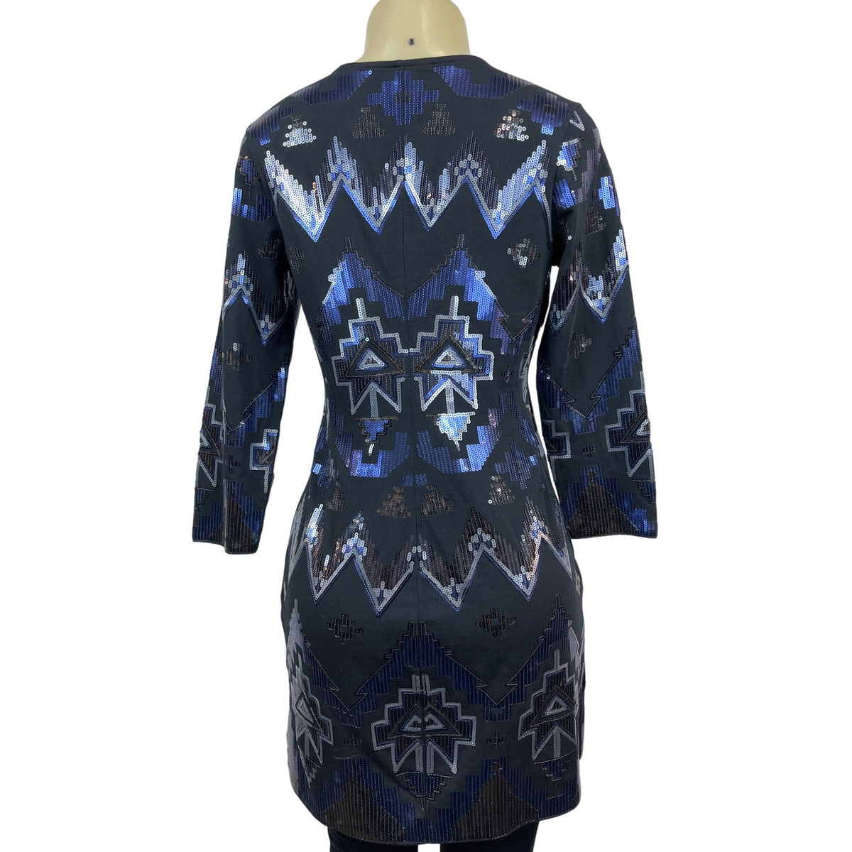 Sequined Geometric Pattern Tunic Dress New