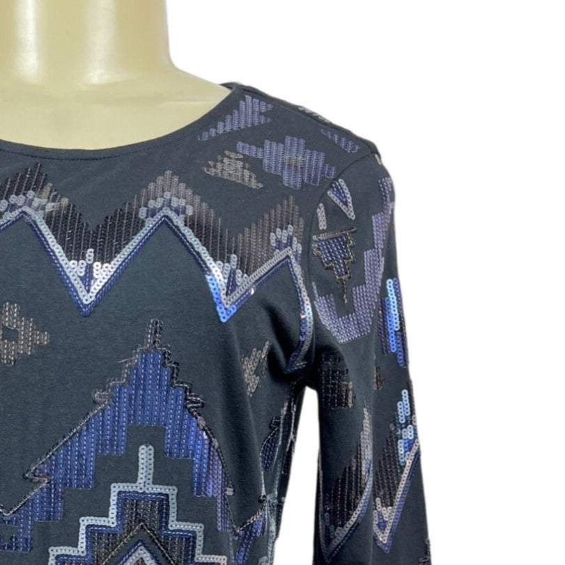 Sequined Geometric Pattern Tunic Dress New