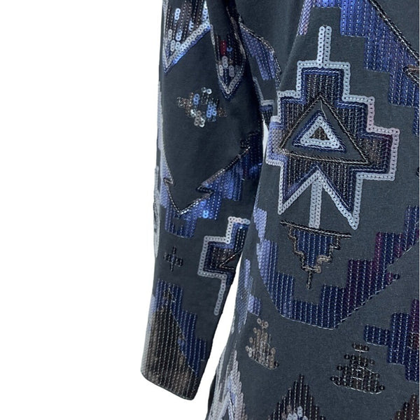 Sequined Geometric Pattern Tunic Dress New