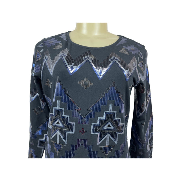 Sequined Geometric Pattern Tunic Dress New