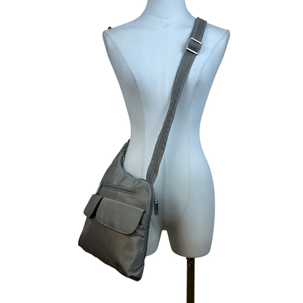 Travelon Women’s Gray Nylon Multiple Pockets Classic Anti-Theft Crossbody Bag