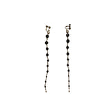 Vintage Screw-Back Dangle Earrings With Black Beads & Rhinestones Gold-Tone Metal Elegant Design