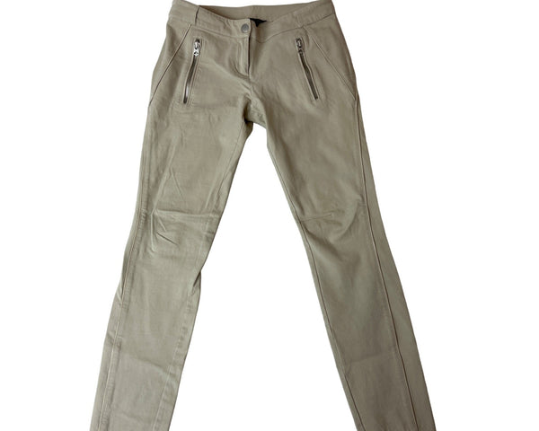 Armani Exchange Women's Beige Sraight Casual Pants  With Zip Pockets Sz 2