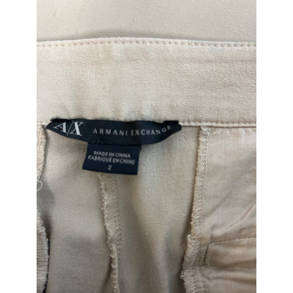 Armani Exchange Women's Beige Sraight Casual Pants  With Zip Pockets Sz 2