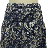 Elegant Black & Gold Floral Lace Midi Skirt For Women Size M/L