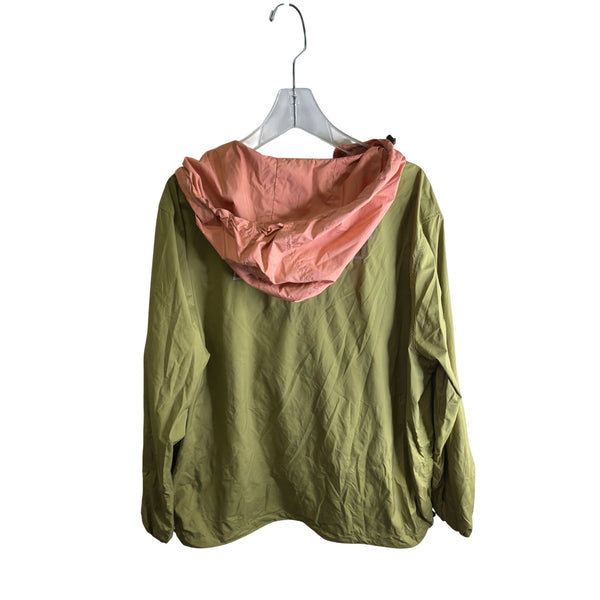 HUF Mens Green & Pink Hooded Lightweight Windbreaker Jacket Size XL Durable Nylon