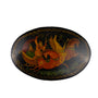 Russian Vintage Hand-Painted Brooch Black Lacquer Fairy Tale Oval Scene