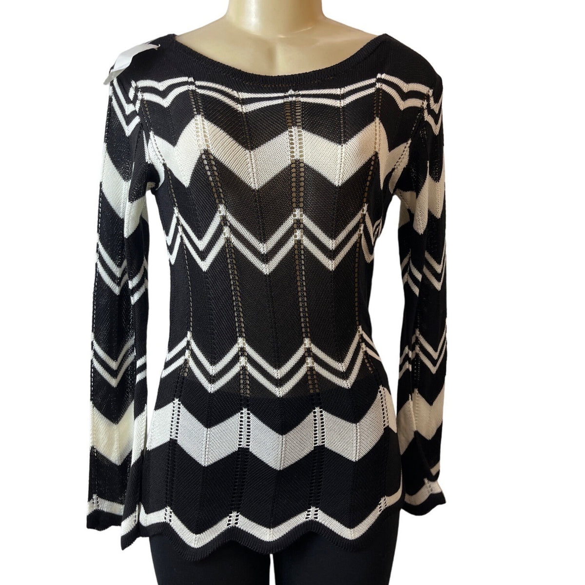 Tulio Tricot Women's Black & White Shirt Sz M - NWT
