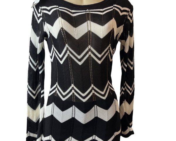 Tulio Tricot Women's Black & White Shirt Sz M - NWT