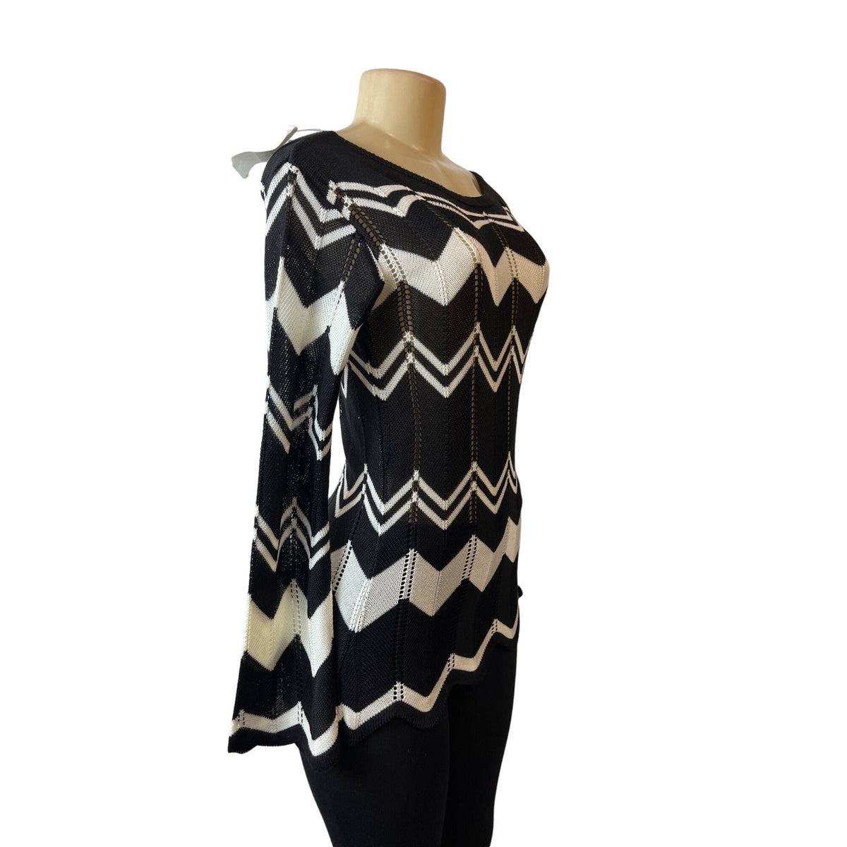 Tulio Tricot Women's Black & White Shirt Sz M - NWT