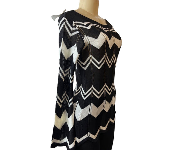 Tulio Tricot Women's Black & White Shirt Sz M - NWT