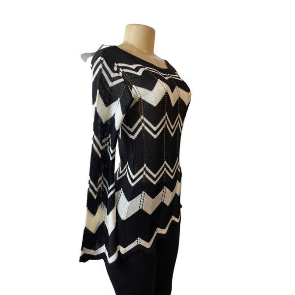 Tulio Tricot Women's Black & White Shirt Sz M - NWT