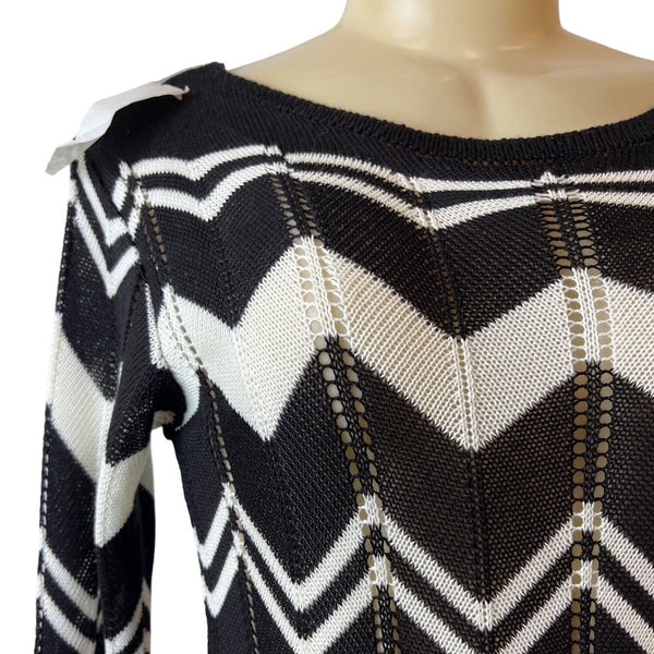 Tulio Tricot Women's Black & White Shirt Sz M - NWT