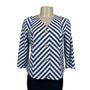 Talbots Women’s White and Blue Chevron Jacket Blazer Size 4p