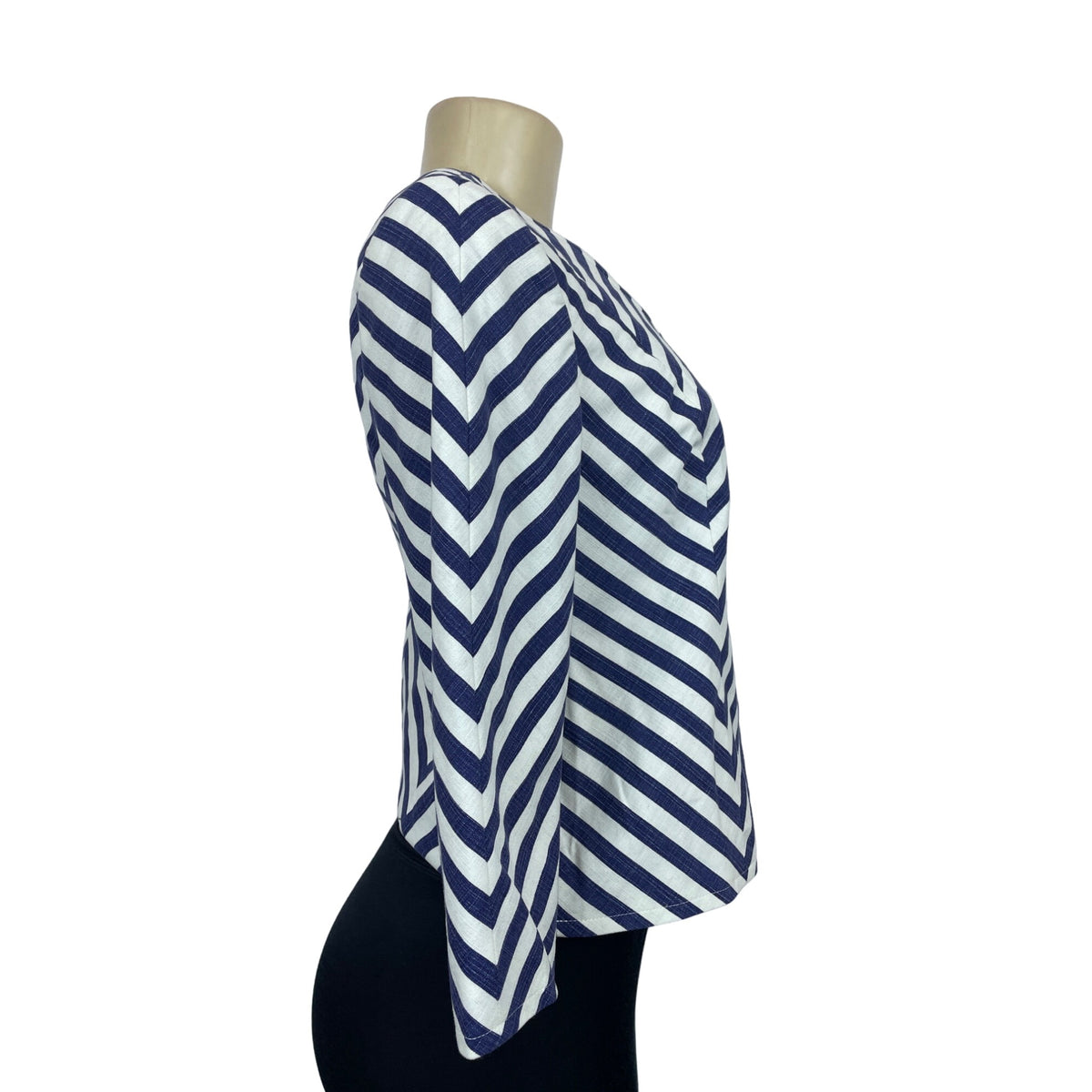 Talbots Women’s White and Blue Chevron Jacket Blazer Size 4p