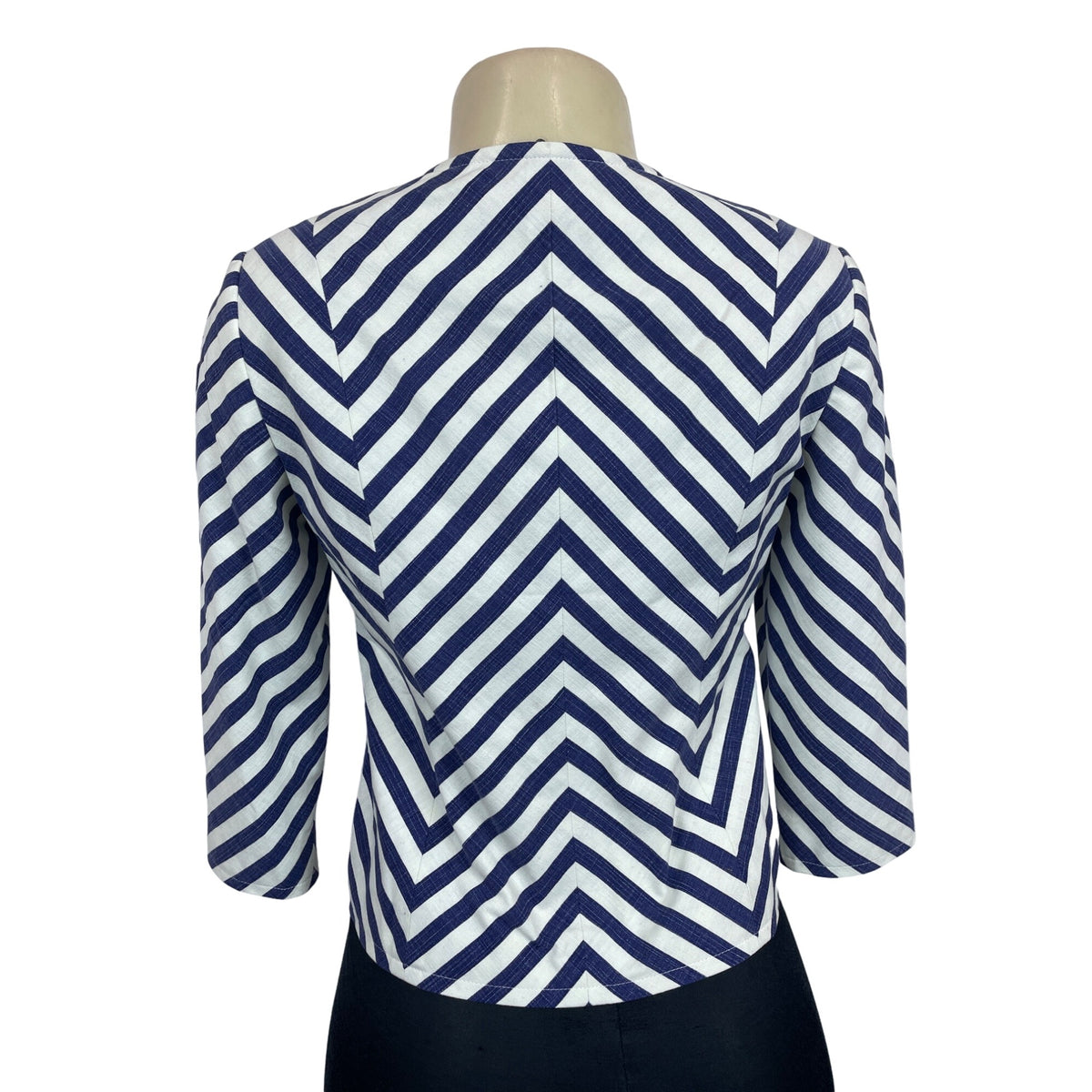 Talbots Women’s White and Blue Chevron Jacket Blazer Size 4p