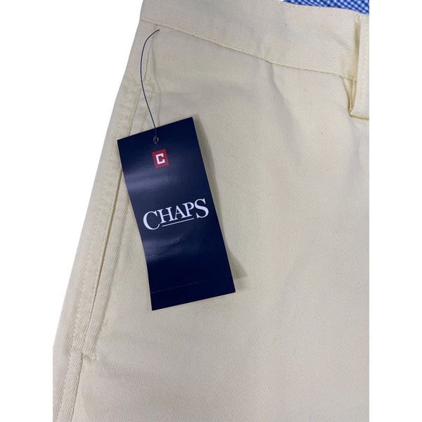 Chaps Mens Yellow Twill Flat-Front Shorts Cotton Summer Casual Wear Size 40