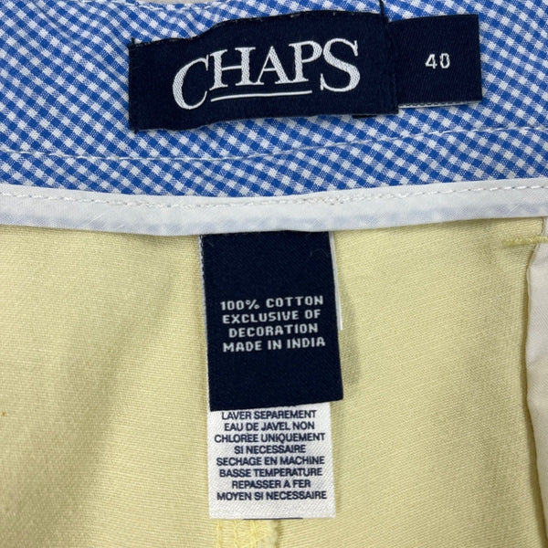 Chaps Mens Yellow Twill Flat-Front Shorts Cotton Summer Casual Wear Size 40