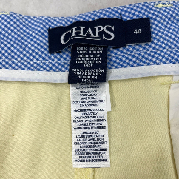 Chaps Mens Yellow Twill Flat-Front Shorts Cotton Summer Casual Wear Size 40