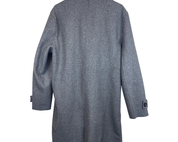 Fashion Nova Men Gray Wool Blend Boston Car Coat Double-Breasted Long Jacket Size L