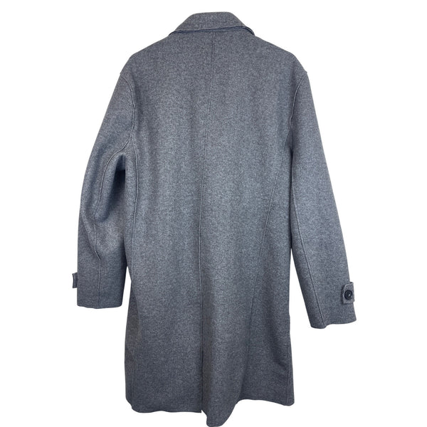 Fashion Nova Men Gray Wool Blend Boston Car Coat Double-Breasted Long Jacket Size L