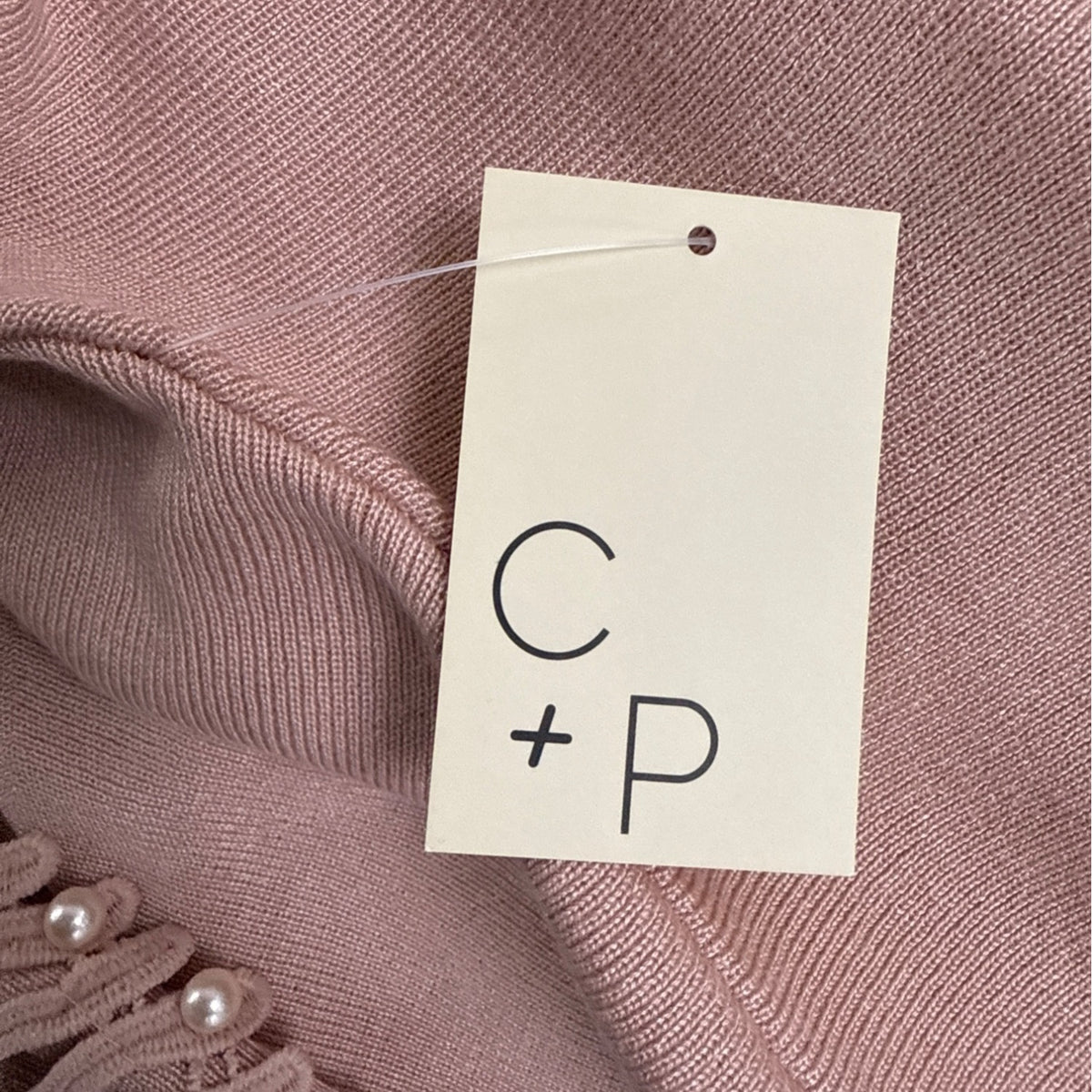 Cactus + Pearl Women’s Powder Pink Knit Sweater With Cutout Sleeves Size M
