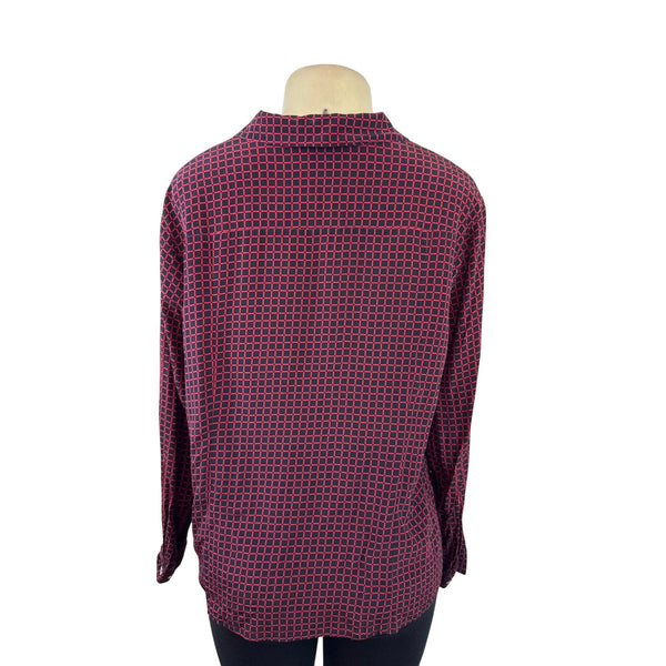 Casual Corner Annex Womens Red & Black Button-Up Long Sleeve Blouse Size 16W