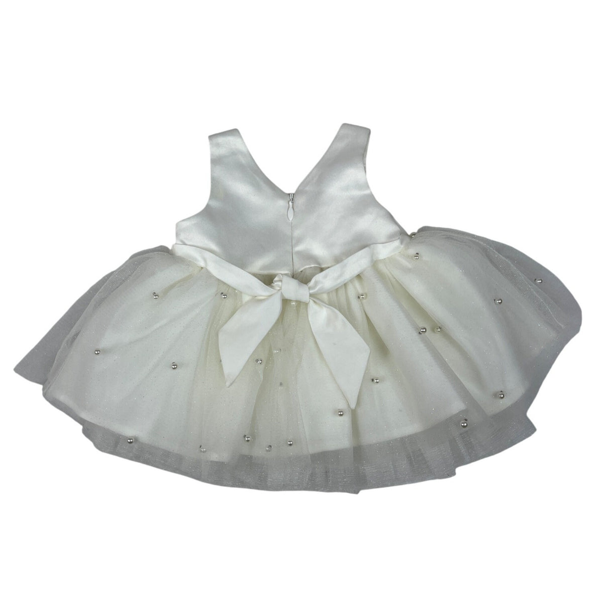 American Princess Baby Girl's Ivory Dress 3M With Bow & Pearl Details