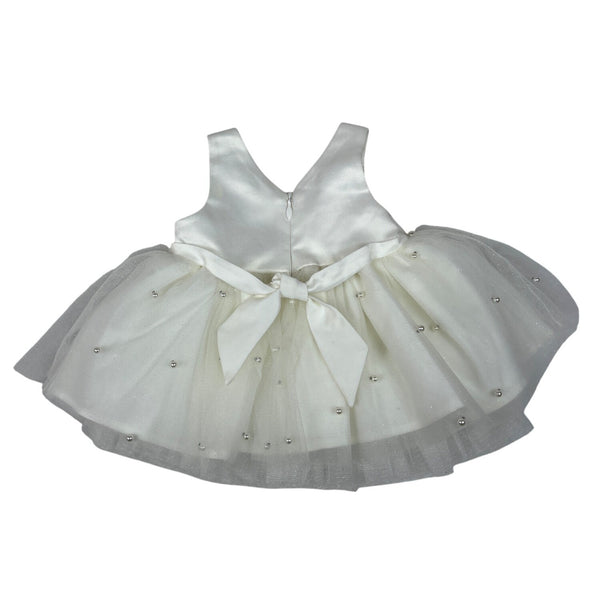 American Princess Baby Girl's Ivory Dress 3M With Bow & Pearl Details