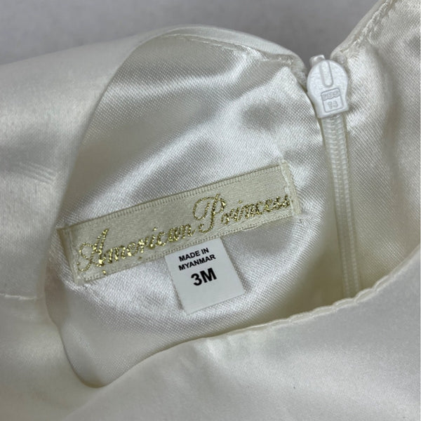 American Princess Baby Girl's Ivory Dress 3M With Bow & Pearl Details