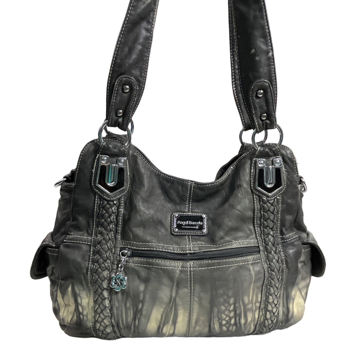 Angel Barcelo Women's Faded Gray Shoulder Bag Sz M