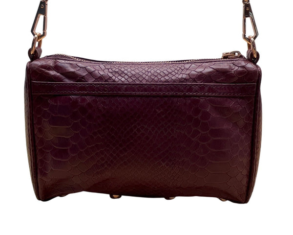 Rebecca Minkoff Burgundy Croc-Embossed Leather Gold Chain Strap Crossbody Bag