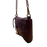 Rebecca Minkoff Burgundy Croc-Embossed Leather Gold Chain Strap Crossbody Bag