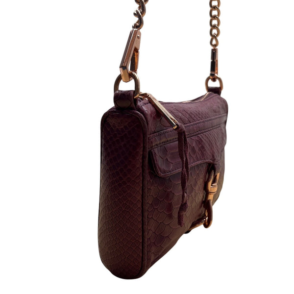 Rebecca Minkoff Burgundy Croc-Embossed Leather Gold Chain Strap Crossbody Bag