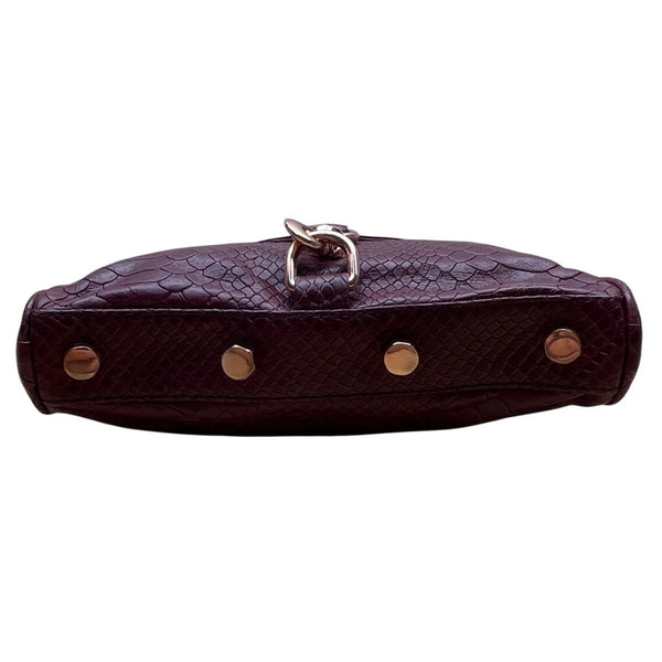 Rebecca Minkoff Burgundy Croc-Embossed Leather Gold Chain Strap Crossbody Bag
