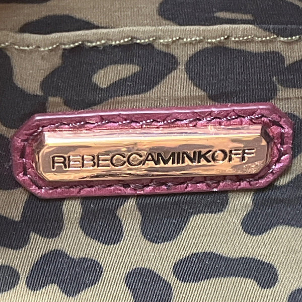 Rebecca Minkoff Burgundy Croc-Embossed Leather Gold Chain Strap Crossbody Bag