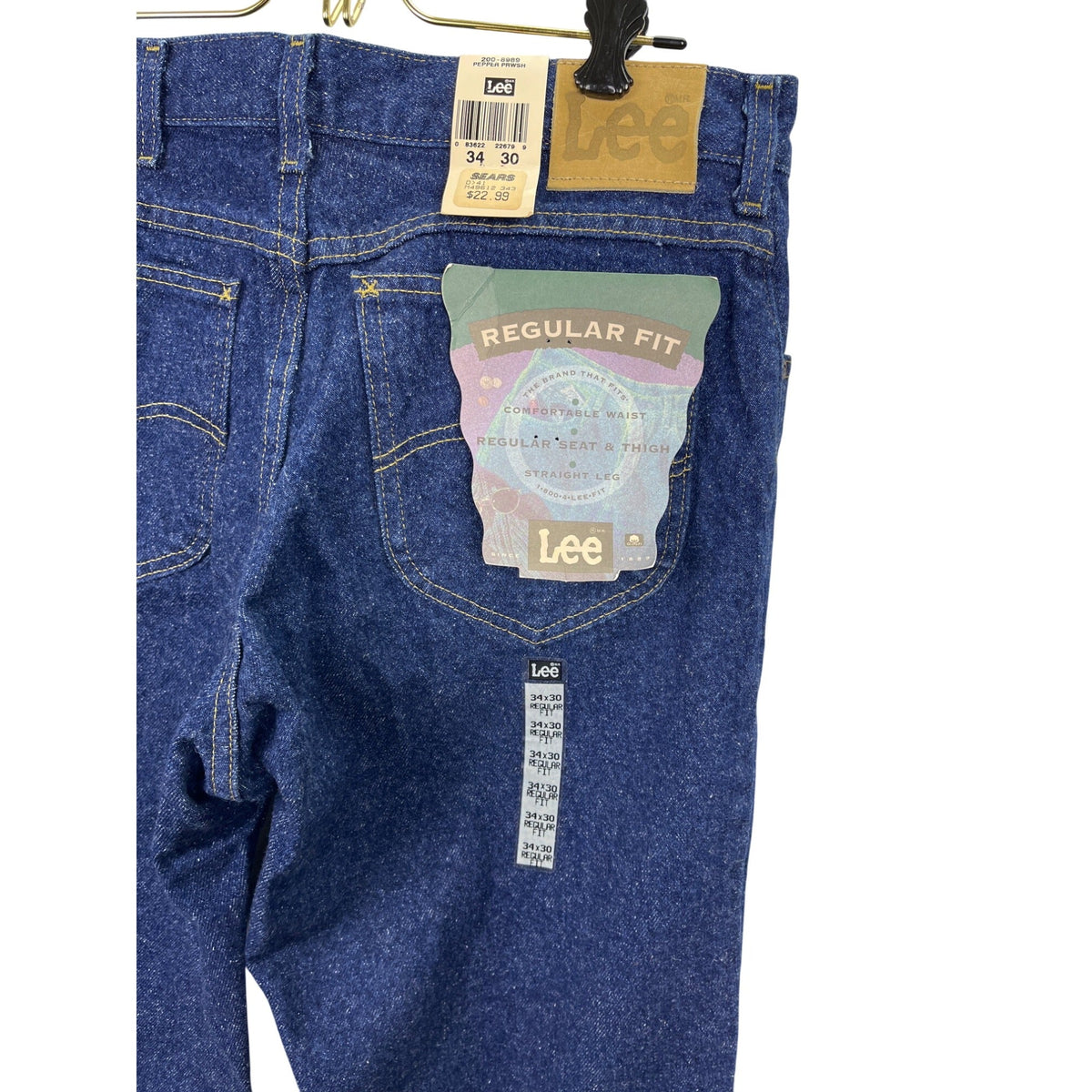 Vtg 90s Y2K Lee 34x30 Lee Mens Regular Fit Straight Leg Blue Denim Jeans - New