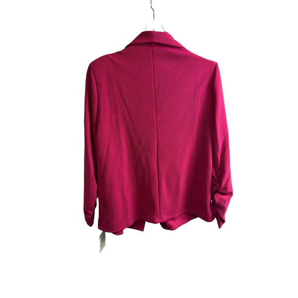 Floral Blooming Womens Pink Polyester Open-Front Blazer Long Sleeves Lightweight Floral Blooming Womens Pink Polyester Open-Front Blazer Long Sleeves Lightweight